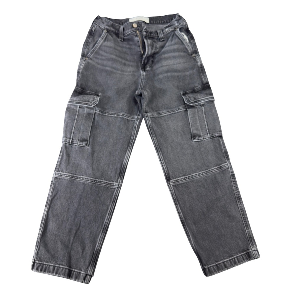 Hollister Baggy Cargo Jeans Faded Black Denim Size 29x30